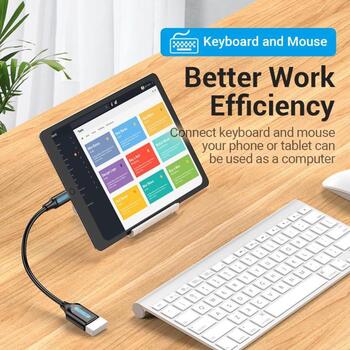 Vention CCVBB USB-C OTG-кабель, 0,15 м, USB 3.2 Gen 1, 5 Гбит/с, черный, ПВХ, прямой разъем (CCVBB)