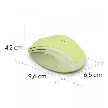 Hama bezvadu datorpele WM-400 173038, 1600 DPI, 2.4 GHz, 10 m, optiskā, 6 pogas, klusa, ergonomiska, USB Type-A uztvērējs, zaļa (00173038)
