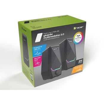 Tracer Компьютерные колонки TRAGLO47764, 6W, 20-20000Hz, 2.0 (Стерео), USB, RGB подсветка, проводное соединение (TRAGLO47764)