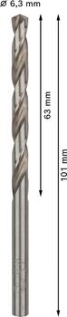 HSS-G urbji metālam 6,3mm 10gab., Urbjmašīnām/skrūvgriežiem PRO METAL HSS-G STANDARTA SPIRĀLVEIDA URBJA GARUMS, 2608585498, BOSCH (2608585498)