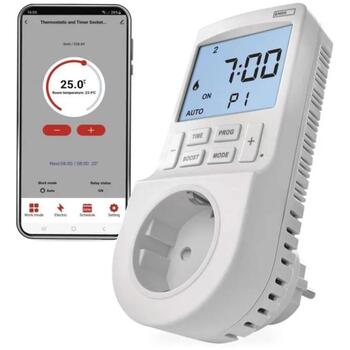Emos Термостат МОДЕЛЬ P56601SH, цифровой, Wi-Fi, 3 680 W, 24 программы таймера, защита от детей, голосовое управление (P56601SH)