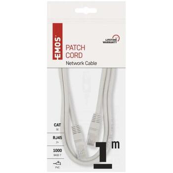 Emos UTP патч-кабель CAT5E S9122, 1м, 8 проводов, RJ45/RJ45, серый, PVC, 1000 Base-T (S9122)