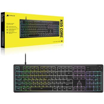Corsair K55 CORE RGB klaviatūra CH-9226C65-NA, 110 taustiņi, RGB apgaismojums, 6 multimediju taustiņi (CH-9226C65-NA)