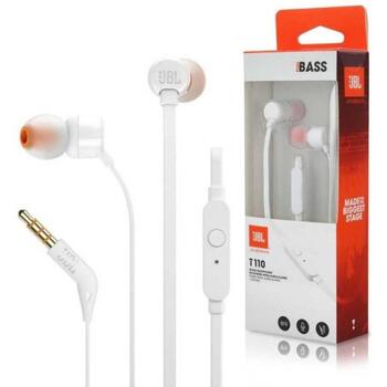 Jbl наушники JBLT110WHT, 3,5мм, 9мм, 20Гц - 20кГц, микрофон, 1-кнопочное управление, плоский кабель (JBLT110WHT)
