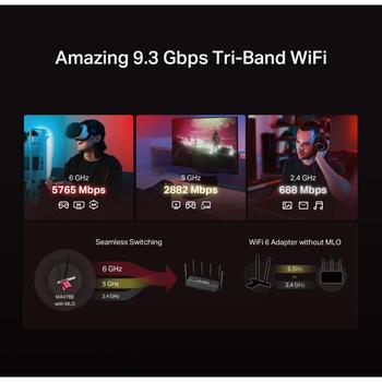 Mercusys BE9300 WiFi 7 Bluetooth 5.4 PCIe адаптер MA47BE, 5765 Mbps, 2.4 GHz, 5 GHz, 6 GHz, PCI Express, WPA3-SAE (MA47BE)
