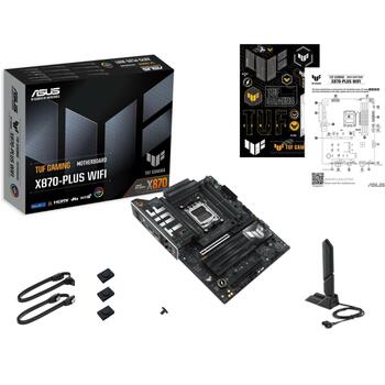 Asus Mātesplate TUFGAMINGX870-PLUSWIFI, AMD AM5, DDR5, 192 GB, 4 DIMM, 4 M.2, 2 SATA III, 7.1 audio, Wi-Fi 7, Bluetooth 5.4 (TUFGAMINGX870-PLUSWIFI)