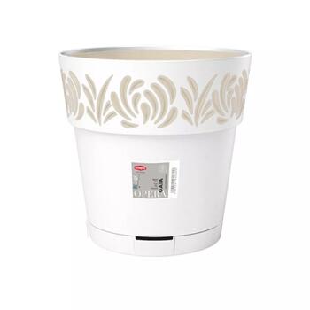 Stefanplast Puķu pods Gaia 2188600, Ø30x29cm, 11,8L, balts, ar paliktni, pašlaistīšana, ārtelpām (2188600)