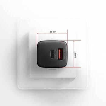 Axagon lādētājs ACU-PQ20 20W, 2 porti, 100-240V, QC 4+, PD 3.0, melns, ātrā uzlāde, aizsardzība pret pārslodzi (ACU-PQ20)