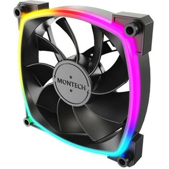 Montech Datora korpuss ventilators RX120 PWM BLACK 3 IN 1, 120mm, 1600RPM, 27dB, 3xRGB, 4-pin PWM (RX120 PWM BLACK 3 IN 1)