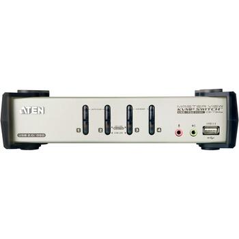 Aten KVM komutators CS1734B-AT-G, 4 x KVM / audio / USB, OSD, 1 lokālais lietotājs, 2-portu USB 2.0 centrmezgls (CS1734B-AT-G)