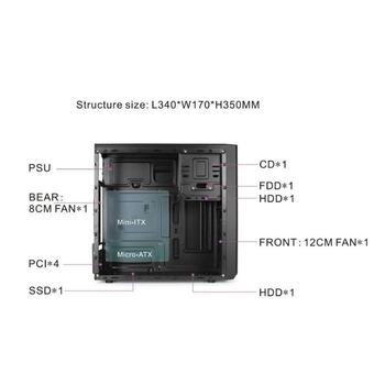 Gembird Корпус компьютера Fornax K300 CCC-FC-K300, 2x USB 3.0, 2x USB 2.0, черный, Mini Tower, Micro ATX (CCC-FC-K300)