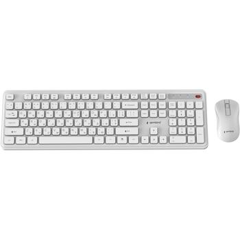 Gembird Клавиатура и мышь KBS-WPS-01-W-CYRL, 2.4GHz, 105 клавиш, 3 кнопки, белый, QWERTY, мультимедийные клавиши (KBS-WPS-01-W-CYRL)