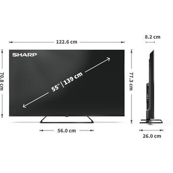 Sharp 55HP6265E, 55, Smart TV, Google TV, UHD, 3840 x 2160, 2 USB, 4 HDMI, Bluetooth, HDR10, Dolby AC-4 (55HP6265E)