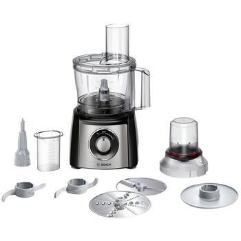 Bosch Кухонный комбайн MCM3401M, 800 Вт, 2 скорости, 2.3 Л, Блендер, Мясорубка, Черный/Нержавеющая сталь (MCM3401M)