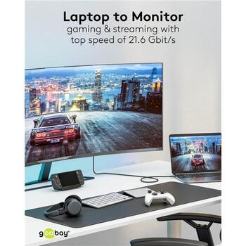 Goobay USB-C к DisplayPort кабель 75704, 1 м, 4K при 60 Гц, до 21.6 Гбит/с, DisplayPort MST, USB 3.1 (75704)