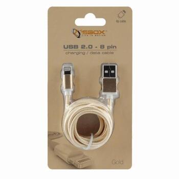 Sbox USB кабель IPH7-G, 1,5 м, 2.0, 480 Мбит/с, USB A, Lightning, Мужской, Прямой, iPhone 5, 6, 7, iPad (IPH7-G)