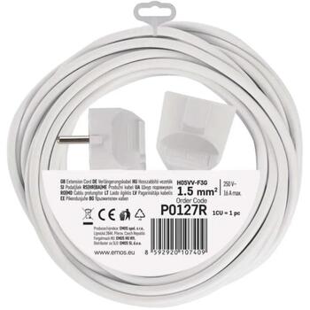 Emos Удлинитель P0127R, 7м, 1x2P+PE SCHUKO, 3 680W, PVH, защита от детей (P0127R)