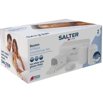 Salter Набор для кухни BW14045EU7, 4 отсека, 9.6L, углеродная сталь, белый, включает хлебницу и 3 контейнера (BW14045EU7)