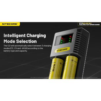 Nitecore Зарядное устройство CI2 5V 2A, 9V 2A, 12V 1.5A, 18W, 4.2V±1%, 1.48V±1%, 3000mA*1, 2000mA*1, AA, AAA, 18650 (CI2)