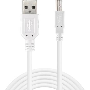 Sandberg 502-78 USB 2.0 A-B kabelis, 1.8m, taisns kontakts, balts, 480 Mbit/s (502-78)