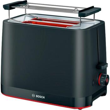 Bosch kompaktais tosteris TAT3M123, 950 W, 2 šķēles, plastmasa, melns, augsta pacelšana, automātiska izslēgšanās (TAT3M123)