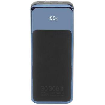 Rivacase Power Bank VA1080, 30000mAh, 65W, LCD, 2xUSB-A, 2xUSB-C, Литий-полимер, черный/синий (VA1080)