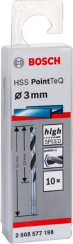 Urbis metālam PointTeQ 3 x 33 x 61 mm , 10 gab., Urbjmašīnām/skrūvgriežiem POINTTEQ HSS SPIRĀLVEIDA URBIS, 2608577198, BOSCH (2608577198)