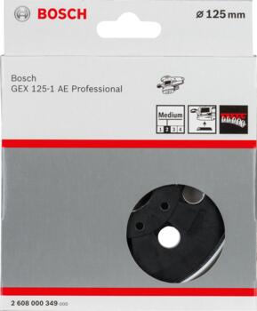 Pamatne GEX 125-1 AE standarta, vidēji cieta, Ekscentra slīpmašīnām SLĪPĒŠANAS PAMATNE AR 8 ATVERĒM, 2608000349, BOSCH (2608000349)