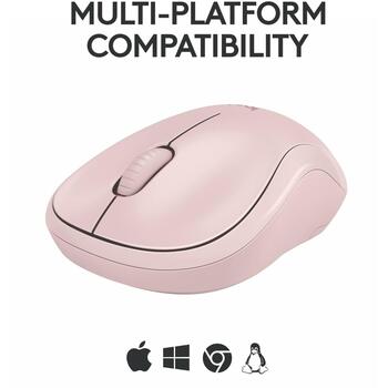 Logitech оптическая мышь M240 910-007121, 10м, 3 кнопки, батарея AA, розовая, эргономичная, тихий клик (910-007121)