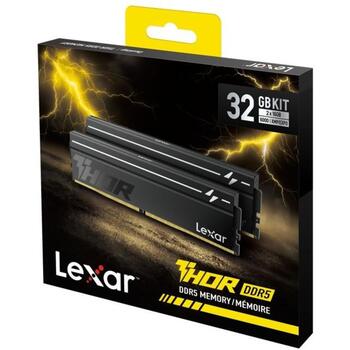 Lexar atmiņa THOR2.0 LD5U16G60C400V-RGD, DDR5, 32GB, 2x16GB, 6000MHz, CL40, melna, alumīnija radiators, Intel XMP 3.0, AMD EXPO (LD5U16G60C400V-RGD)