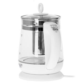 Электрический чайник 2200 W 1.5 L корпус из стекла и нержавеющей стали с 360° вращающейся базой белый AD1299 Adler (AD 1299)