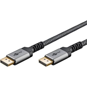 Goobay DisplayPort kabelis 75679, 1 m, 54 Gbit/s, DisplayPort 2.0/2.1, 8K144Hz, 4K240Hz, pelēks (75679)