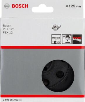 Gumijas slīpēšanas disks vidējs, D 125 mm, 1 gab., Ekscentra slīpmašīnām SLĪPĒŠANAS PAMATNE AR 8 ATVERĒM, 2608601062, BOSCH (2608601062)