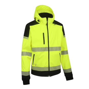 Pesso augstas redzamības softshell jaka Palermo PALERMOG3XL, 3XL, dzeltena/melna, 8000 mm, 5000 g/m²/24 h, 310 g/m² (PALERMOG3XL)
