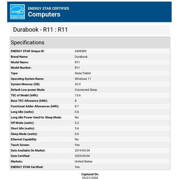 Durabook Устойчивый планшет R11 R1G1Q2DEBAXX, 11.6