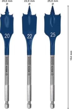 3 Spalvurbju komplekts SelfCut Speed 20/22/25, Urbjmašīnām/skrūvgriežiem, triecienurbjmašīnām/triecienskrūvgriežiem EXPERT SELF CUT SPEED LĀPSTVEIDA URBJU KOMPLEKTS, 2608900331, BOSCH (2608900331)