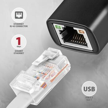 Axagon USB адаптер ADE-ARC, 1 x RJ-45, 10/100/1000 Mbit/s, Realtek RTL8153, питание от USB, Plug and Play, черный (ADE-ARC)