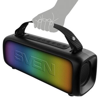 Портативная 2.0 Bluetooth колонка PS-235 12 W RMS TWS FM USB RGB аккумулятор 1500 mAh Чёрный SV-022075 SVEN (SV-022075)