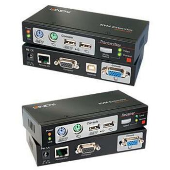 Lindy I/O KVM EXTENDER 39378 300m, 2 x PS/2, 2 x USB 2.0, 1 x RJ45, 1 x 15pin D-sub, 130 x 70 x 28 mm (39378)