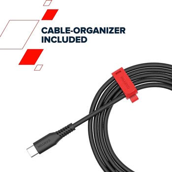 Vads ar USB A līdz USB C savienojumu 18 W jaudu un 1.2 m garumu AC18SC A-C 18W 1.2 m Melns CNS-AC18SC12B CANYON (CNS-AC18SC12B)