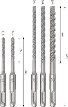 5 SDS plus-5X komplekts 5/6/6/8/10 mm, Perforatora urbjiem, smalcinātājiem PRO SDS PLUS-5X PERFORATORU TRIECIENURBJU KOMPLEKTS, 2608833910, BOSCH (2608833910)