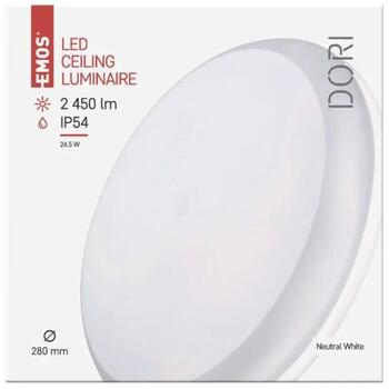 Emos LED Светильник DORI ZM4312, 28см, 24,5Вт, Нейтральный Белый, IP54, 2450лм, 115°, 25000ч (ZM4312)