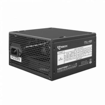 Sbox Barošanas avots PSU-400, PSU-400, 400 W, 1 x 6 Pin, 4 SATA, 2 Molex, 12 cm ventilators, 80 Plus, aktīvs PFC (PSU-400)