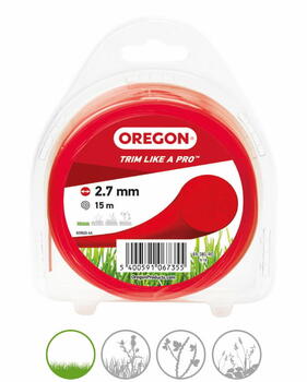 Леска для триммера, круглая, красная, 2,7 мм, 15 м, OREGON, 69-380-RD, 2,7 мм, 15 м (69-380-RD)