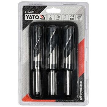 Yato metāla urbju komplekts YT-44626, 3 gab, 22 mm, 24 mm, 25 mm, HSS 4241, 150 mm, 75 mm, 135°, cilindrisks, sadalīts gals (YT-44626)