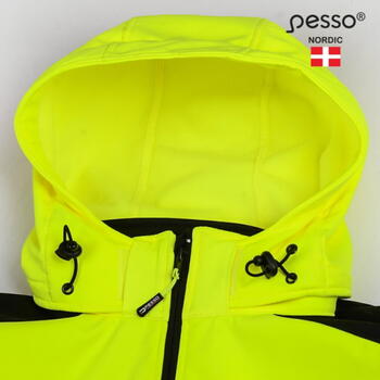 Pesso augstas redzamības softshell jaka Palermo PALERMOG3XL, 3XL, dzeltena/melna, 8000 mm, 5000 g/m²/24 h, 310 g/m² (PALERMOG3XL)