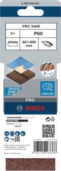 Slīplente kokam 60x400,K60, 3 gab., Lentes slīpmašīnām PRO X440 SLĪPLENTA, 2608606001, BOSCH (2608606001)