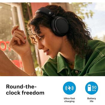 Sennheiser наушники ACPAEBT Accentum Plus 700176, Bluetooth 5.2, 50ч, 95 Ohm, 10-22000Hz, 106dB, шумоподавление, микрофон, черные (700176)