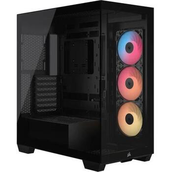 Corsair 3500X RS-R ARGB datora korpuss CC-9011322-WW, Midi tower, 3 ventilatori, ARGB, melns, tērauds/rūdīts stikls (CC-9011322-WW)