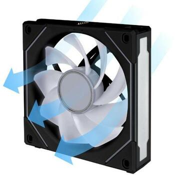 Lian Li Datora ventilators G99.12RSLIN1W1B.00, 120mm, 2100RPM, 63.6CFM, 2.02mmH2O, FDB, melns (G99.12RSLIN1W1B.00)